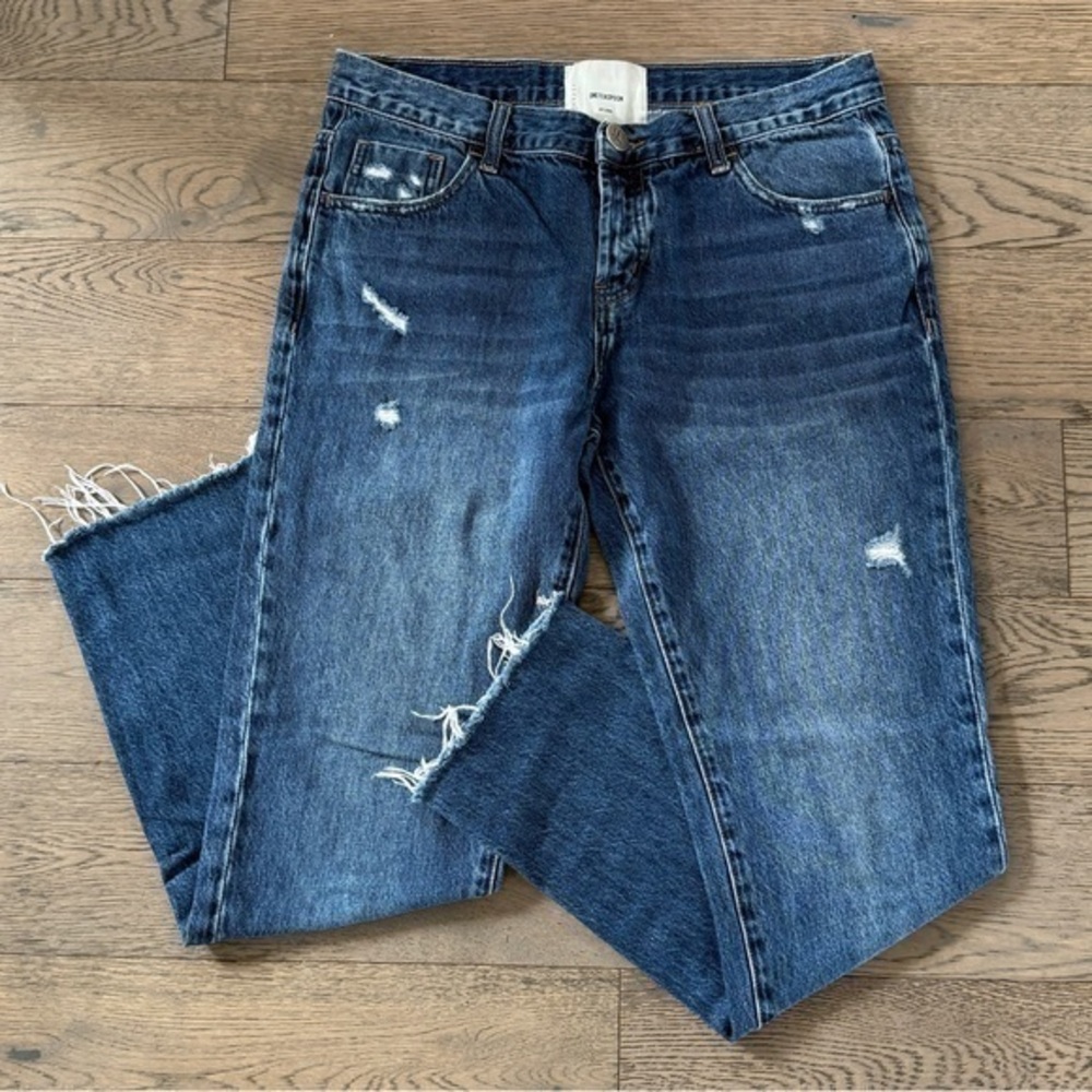 One Teaspoon Awesome Baggies Distressed Frayed Hem Straight Leg Jeans